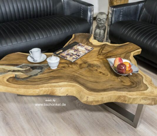 Wohnzimmertisch aus Holz mit Glas, 140 cm Wohnzimmertisch aus Holz mit Glas