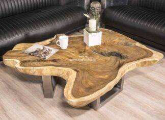 Toller Couchtisch aus einer Baumscheibe mit tollem Design Couchtisch aus einer Baumscheibe tolles Deisgn von Gerken Wohndesign