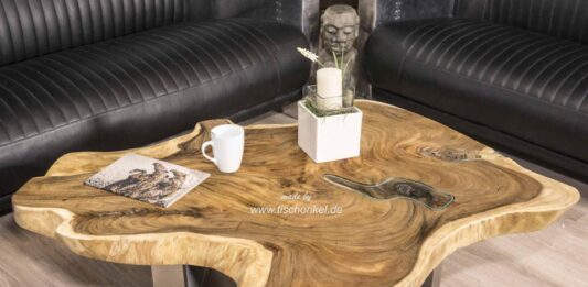 Great coffee table made from a tree slice with great design Coffee table made from a tree slice great design by Gerken Wohndesign