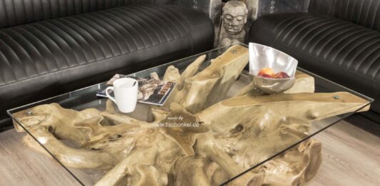 Table basse carrée, 120×80 cm, en racine d'arbre Table basse carrée 120x80 cm en racine d'arbre