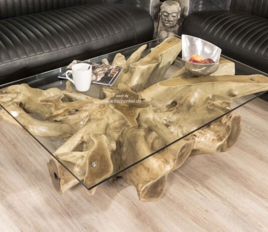 Eckiger Couchtisch, 120×80 cm, aus einer Baumwurzel Eckiger Couchtisch 120x80 cm aus einer Baumwurzel