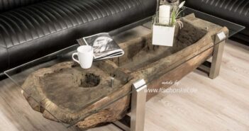 Einzigartiger Couchtisch aus einem alten Reismörser