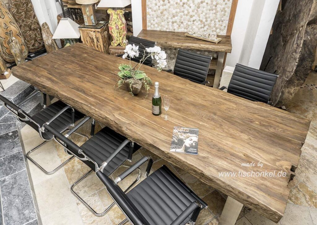 Esstisch für 8 Personen, 300 x 100 cm, aus recyceltem Teakholz Esszimmertisch aus Altholz 300 cm