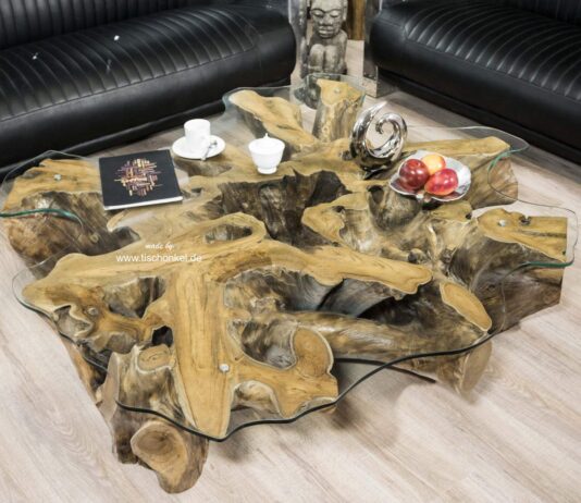 Wohnzimmertisch aus einer Baumwurzel im Format 120 x 120 cm Wohnzimmertisch aus einer Baumwurzel 120x120 cm mit Glasplatte (1)