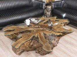 Træstub sofabord med fantastisk design Træstub sofabord med usædvanligt design