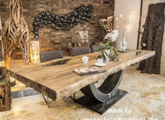 Konferenztisch aus Holz „Deep Island“ Konferenztisch aus Holz