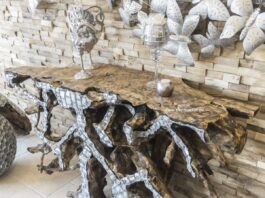 Dressoir van een boomwortel Dressoir van een boomwortel