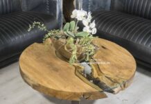 Couchtisch rund mit spektakulärem Mittelglas Couchtisch rund mit spektakulärem Mittelglas