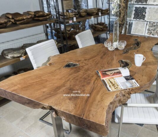 Esstisch Baumstamm aus massivem Litschiholz Esstisch Baumstamm aus massivem Litschiholz