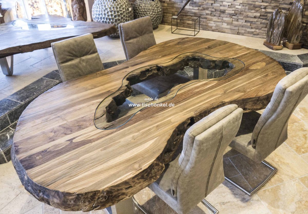 Esstisch oval aus recyceltem Holz - Der Tischonkel