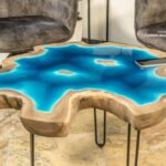 Couchtisch mit Kunstharz „Lagoon“ mit interessantem 3D-Effekt
