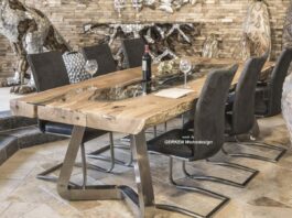 Esstisch aus Baumscheiben „The Lake“ Esstisch aus Baumscheiben The Lake