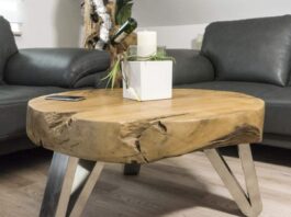 Runder Couchtisch aus einem Baumstamm Couchtisch Baumstamm Teak