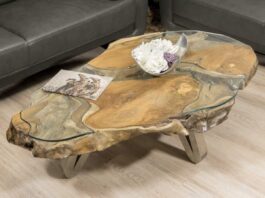 Beautiful coffee table made from solid tree slices Beautiful coffee table