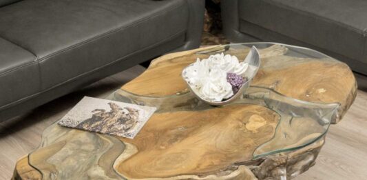 Beautiful coffee table made from solid tree slices Beautiful coffee table