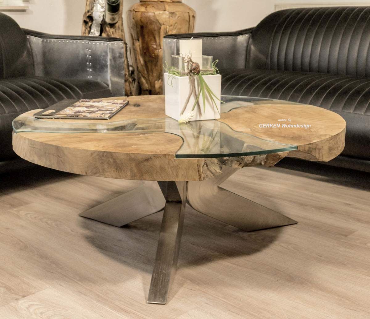 Runder Couchtisch aus Holz "Natural Eternia" Der Tischonkel