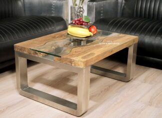 Rechteckiger Couchtisch von GERKEN Wohndesign Rechteckiger Wohnzimmertisch aus Holz