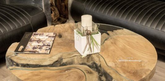 Runder Couchtisch aus Holz „Natural Eternia“, Durchmesser 100 cm Ronde salontafel van hout