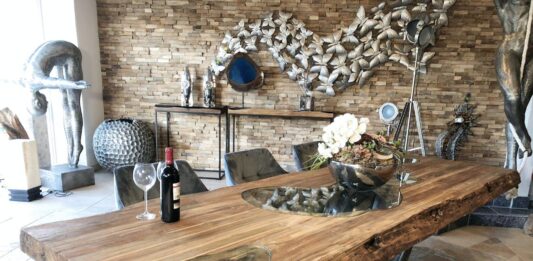 Large dining table made of wood DEEP ISLAND 300 x 100 cm Large wooden dining table