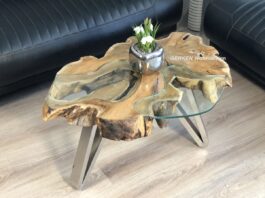 Kleiner Couchtisch aus einer Baumscheibe Kleiner Couchtisch