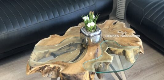 Small coffee table made from a tree slice Small coffee table
