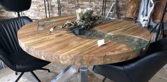 Acheter des tables à manger rondes en bois massif en ligne Tables à manger rondes en bois massif