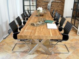 Konferenztisch mit Platz für 12-14 Personen Konferenztisch Esstisch 400 cm aus Altholz