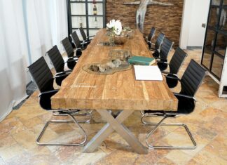 Konferenztisch mit Platz für 12-14 Personen Konferenztisch Esstisch 400 cm aus Altholz