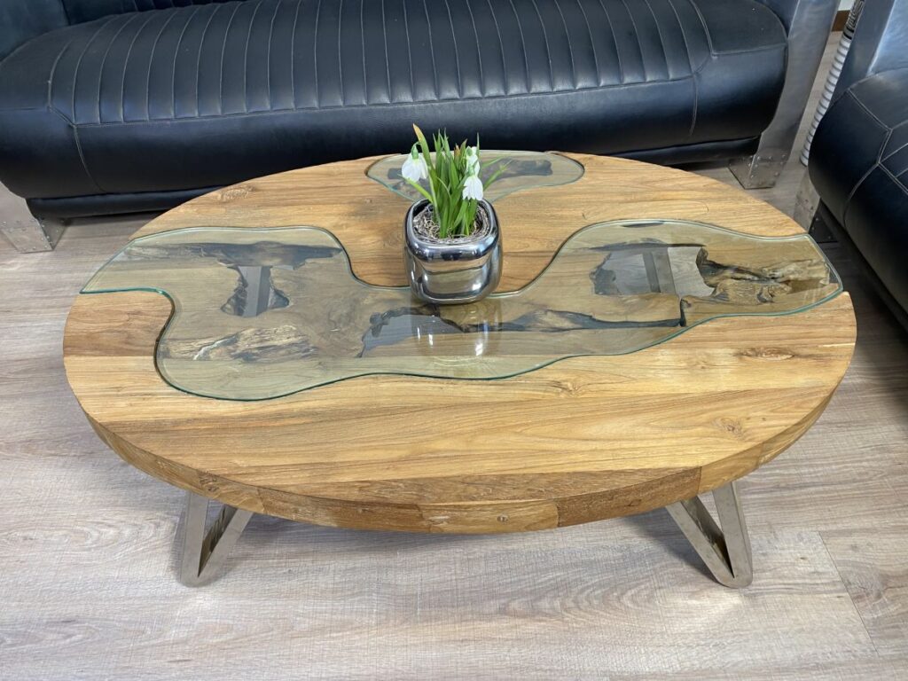 Besondere Couchtische aus Holz Wohnzimmertisch oval Fjord
