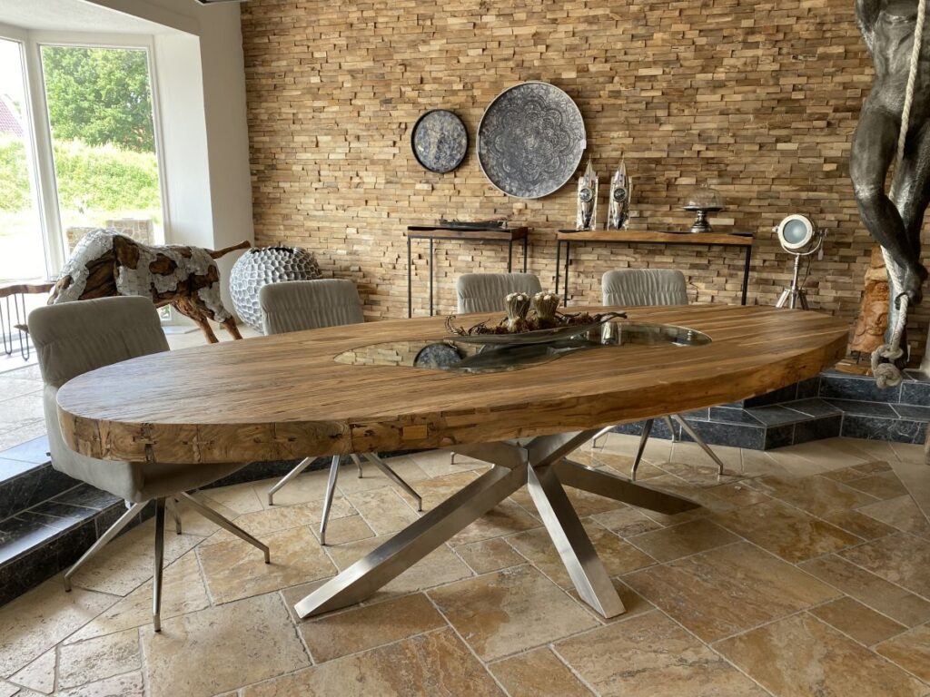 Ovaler Esstisch aus Holz Echtholz Esstisch oval Sky Island