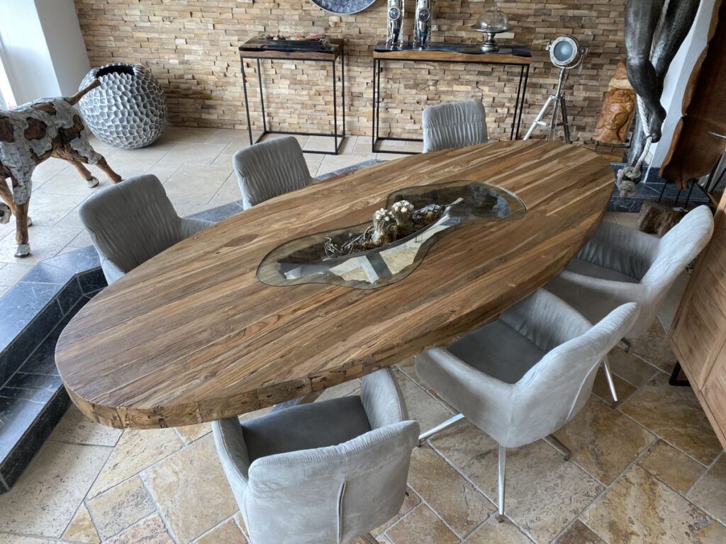 Ovaler Esstisch aus Holz Esstisch oval für 8 Personen