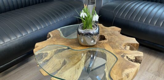 Ronde salontafel van teakhout „Sunrise“ Salontafel van teakhout