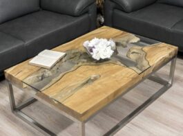 Mesa de café cuadrada de madera con cristal Mesa de café cuadrada de madera