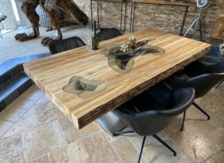 Esstisch 200 cm mit dicker Tischplatte (10cm) Vollholz Esstisch mit dicker Tischplatte