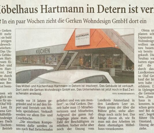 Tischonkel.de achète un magasin de meubles en faillite à Detern Olaf et Olena Gerken ont acheté Möbel Hartmann à Detern