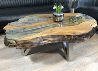 Couchtisch aus Wurzelholz LAKESIDE Couchtisch aus einer Baumwurzel massiv