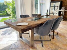 Ausgefallener Esstisch 250 cm Serie Deep Island Ausgefallener Esstisch 250 cm aus Massivholz