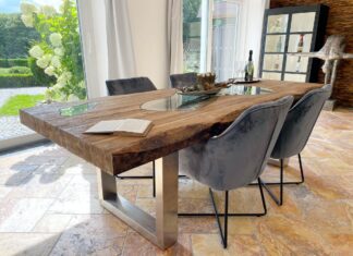 Ausgefallener Esstisch 250 cm Serie Deep Island Ausgefallener Esstisch 250 cm aus Massivholz