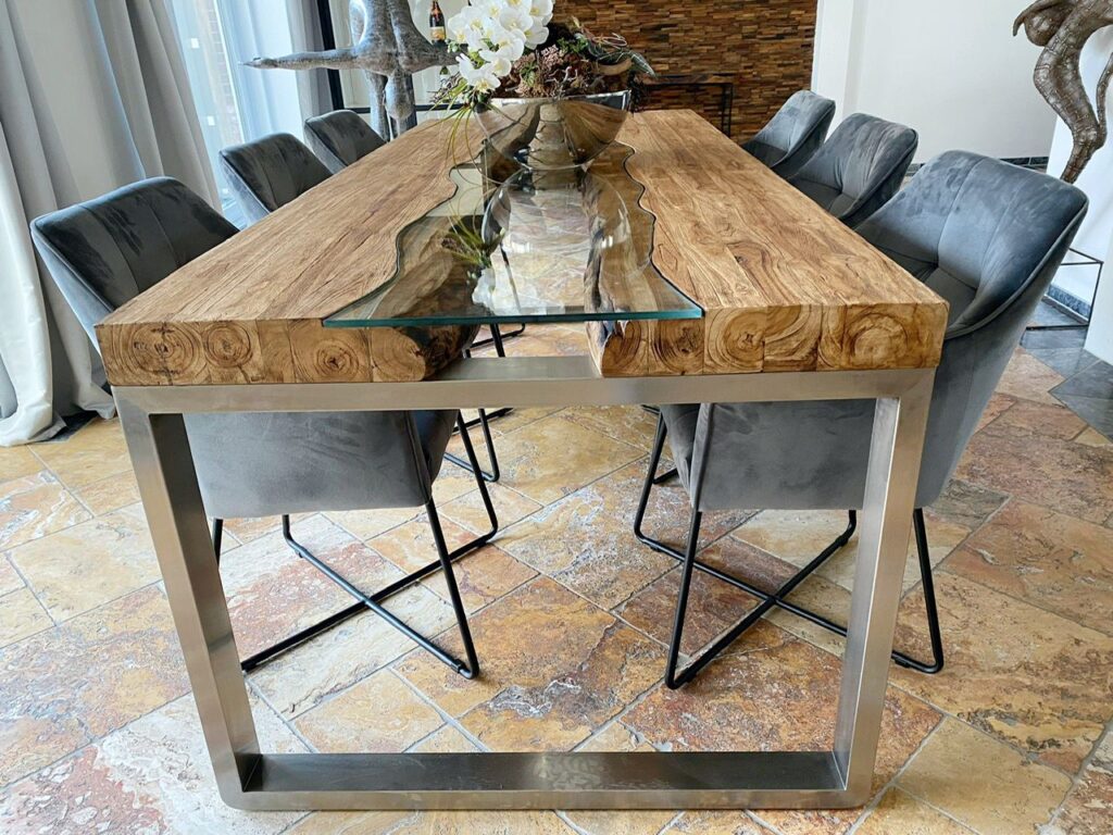 Esszimmertisch aus Teakholz 250 cm "Elements" Esstisch massiv aus Teakholz