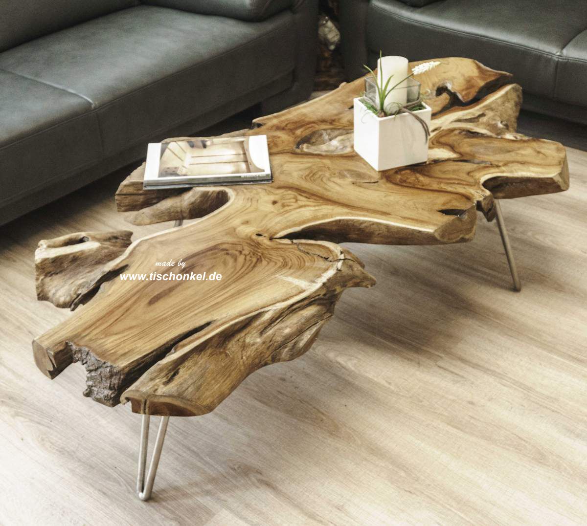 Naturholz Couchtisch aus einer Baumscheibe   Der Tischonkel