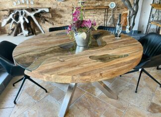 Moderner runder Esszimmertisch aus Holz Runder Esszimmertisch