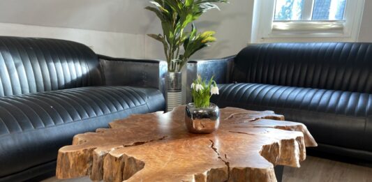 Solid wood coffee table made from a tree trunk Solid wood coffee table