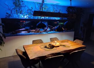 Vollmassiver Esstisch 200 cm „Deep Island“ Esstisch 200 x 100 cm Deep Island aus Holz