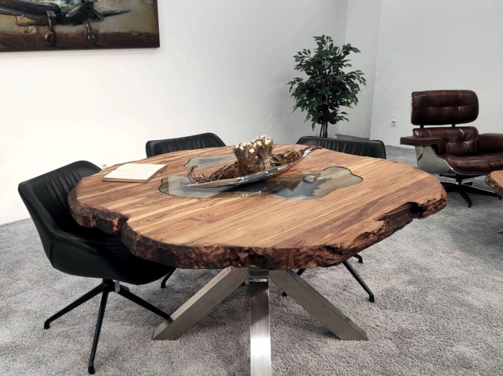 Esstisch 300 x 100 cm "Deep Island" aus Holz Esstisch rund aus Holz