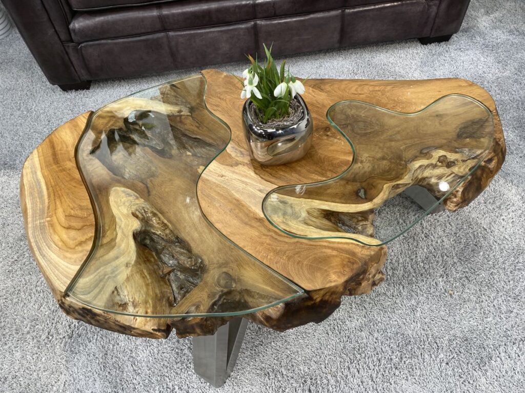 Couchtisch rund aus Holz LAKESIDE ca. 100 cm Holz ist das Design der Natur