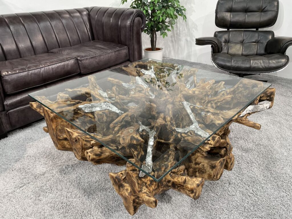 Ausgefallene Couchtische aus Holz Couchtisch aus einer Baumwurzel