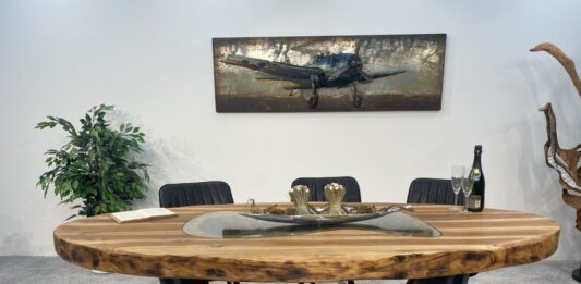 Table à manger ovale en bois avec pied de table au design industriel Table de salle à manger ovale en bois