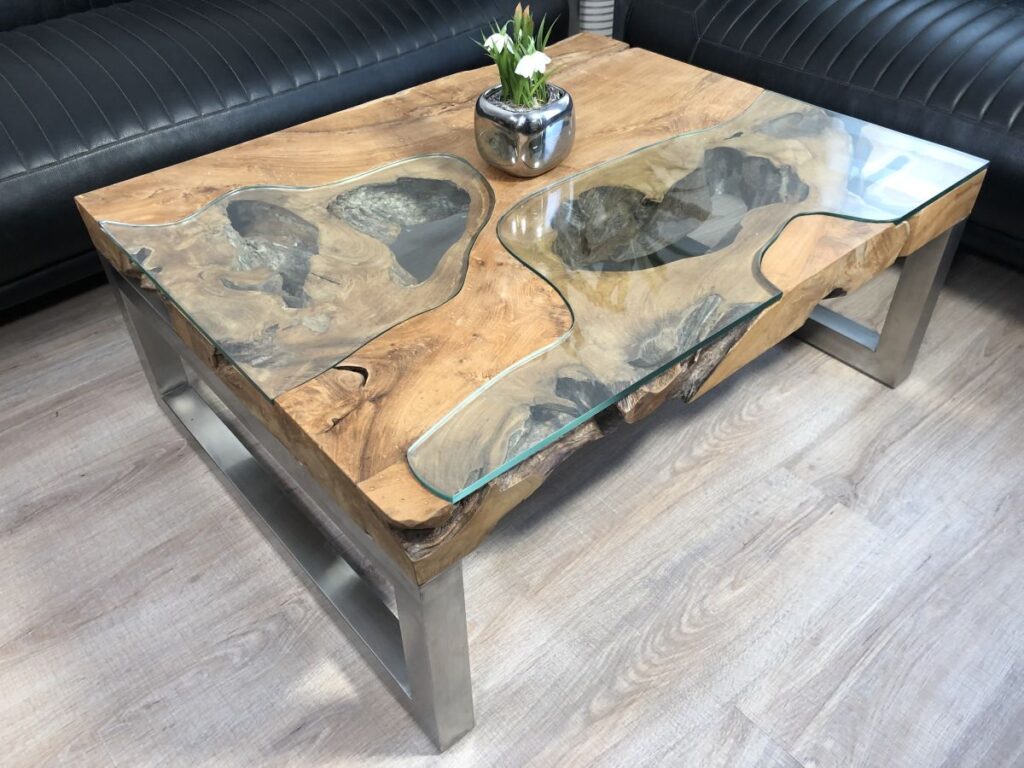 Runder Unikat Couchtisch aus Holz Spektakuläre Couchtische aus Holz