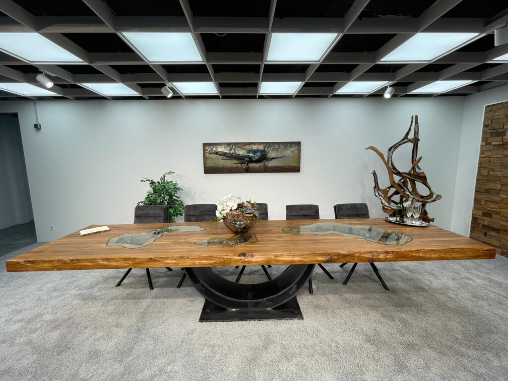 Esstisch 300 x 100 cm "Deep Island" aus Holz Extrem langer Esstisch