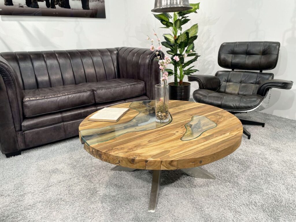Runder Unikat Couchtisch aus Holz Couchtisch Unikat aus Holz